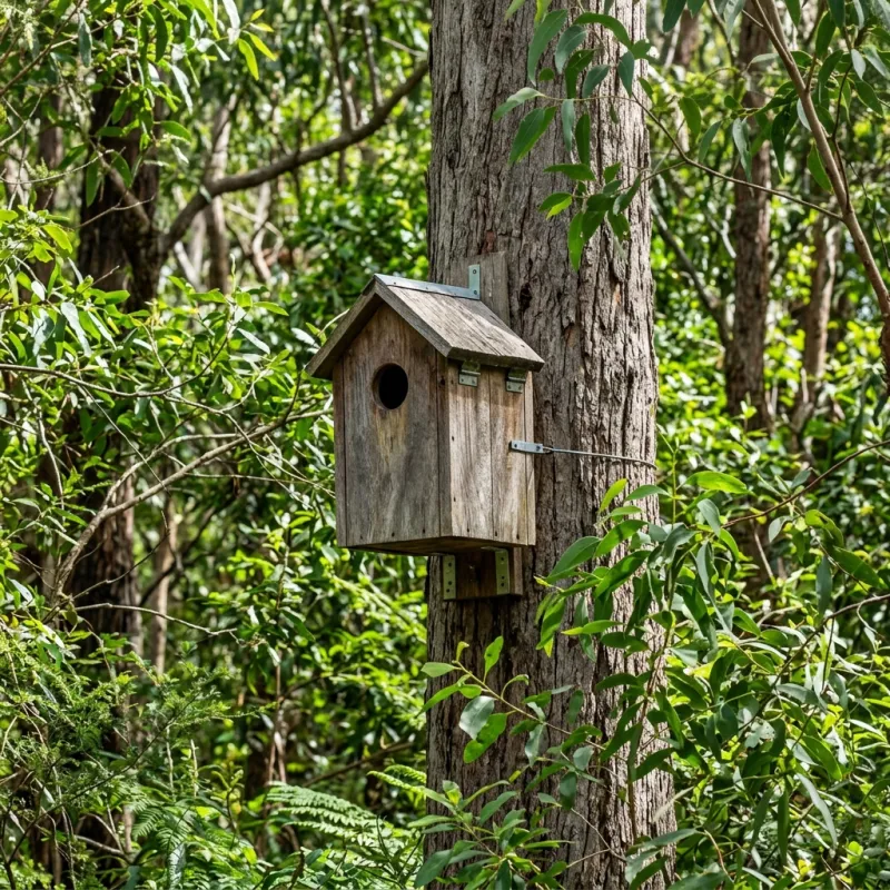 Animal nesting box installed as a humane alternative to a Tootgarook roof cavity