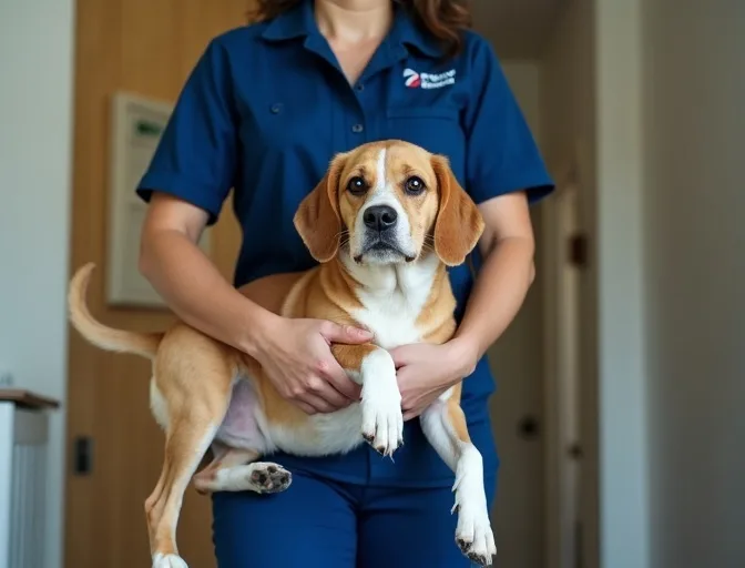 Technician respectfully transporting a deceased dog in Tootgarook